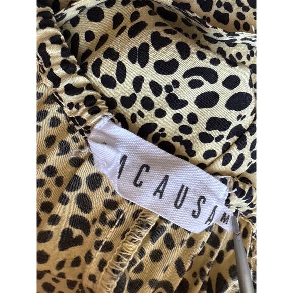 LACAUSA Yellow Leopard Midi Strappy Dress Size Medium - Picture 7 of 7